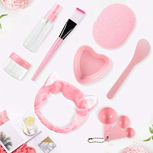 URfashion face mask mixing Bowl set,10 in 1 Cat Shape Headband Spray Brush St...