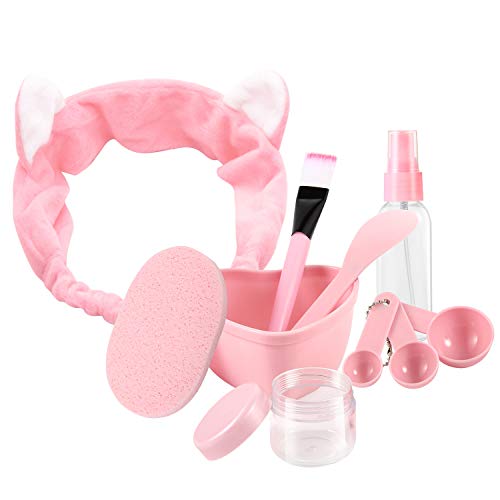 URfashion face mask mixing Bowl set,10 in 1 Cat Shape Headband Spray Brush St...