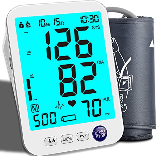 Blood Pressure Monitor Upper Arm Large LED Backlit Screen 1000 Sets Memory Au...