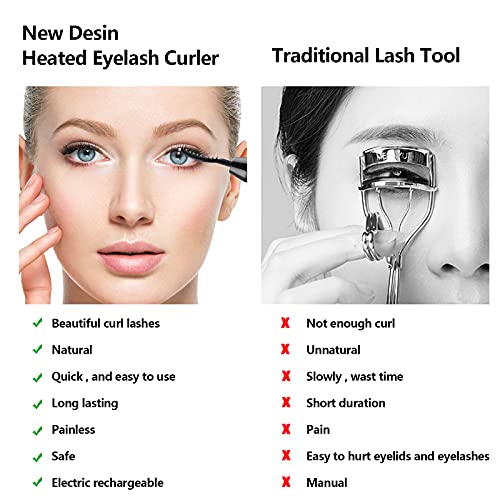 Heated Eyelash Curlers, USB Rechargeable Heated Lash Curler, Electric Heated ...