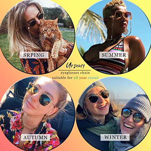 Ursumy Gold Glasses Necklace Tangle Eyeglasses Holder Strap Sunglasses Chain ...