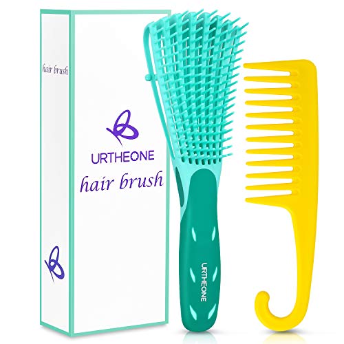 Detangling Hair Brush,Hair Detangler Brush and Wide Tooth Comb Set for Black ...