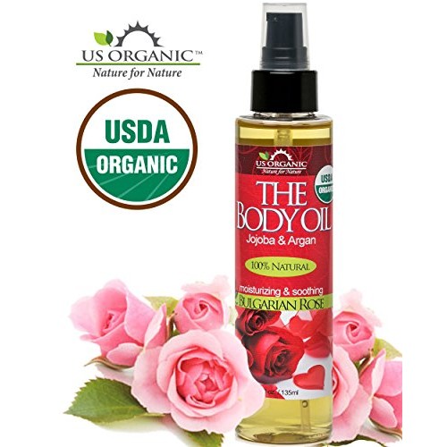 US Organic Body Oil - Romantic Sexy Bulgarian Rose- Jojoba and Argan Oil with...