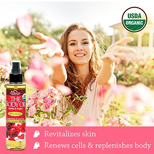 US Organic Body Oil - Romantic Sexy Bulgarian Rose- Jojoba and Argan Oil with...