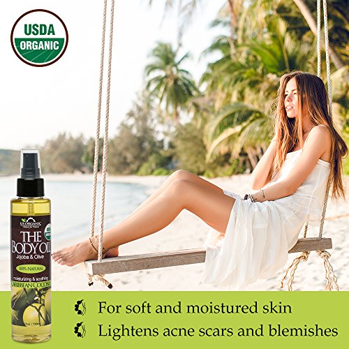 US Organic Body Oil- Smooth Caribbean Coconut - Jojoba and Olive Oil with Vit...