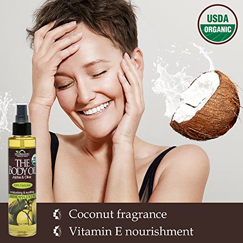 US Organic Body Oil- Smooth Caribbean Coconut - Jojoba and Olive Oil with Vit...