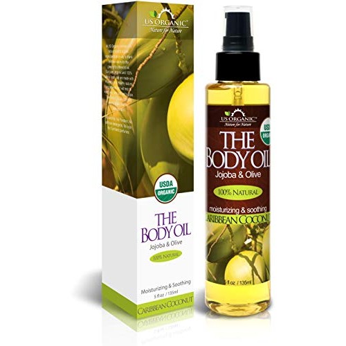 US Organic Body Oil- Smooth Caribbean Coconut - Jojoba and Olive Oil with Vit...