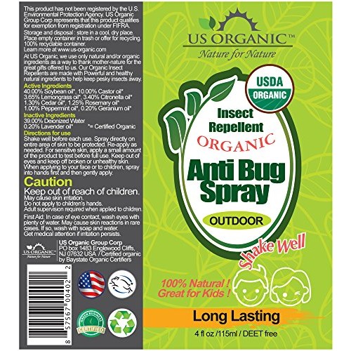 US Organic Organic Mosquito Repellent Anti Bug Outdoor Pump Sprays, 4 Ounces,...