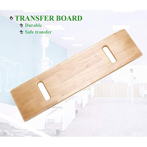 Transfer Board with Handles, Wooden Patient Slide Assist Device, Heavy Duty S...