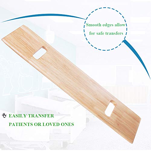 Transfer Board with Handles, Wooden Patient Slide Assist Device, Heavy Duty S...