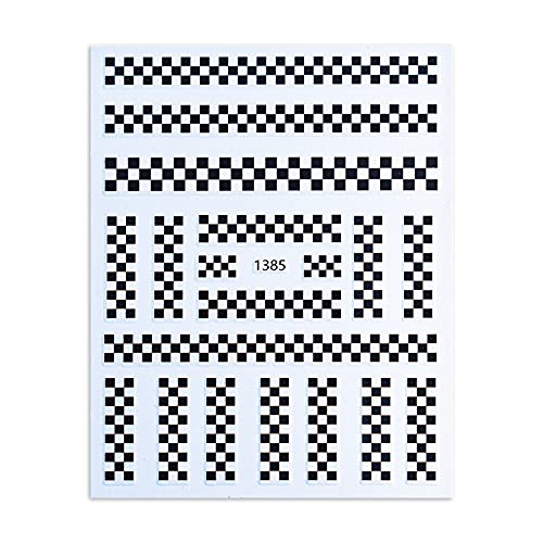 6 Sheets Chessboard Nail Art Stickers Decals Self Adhesive Nail Stickers Nail...