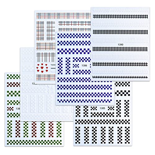 6 Sheets Chessboard Nail Art Stickers Decals Self Adhesive Nail Stickers Nail...