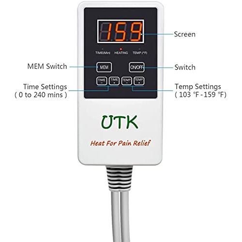 UTK Far Infrared Natural Jade and Tourmaline Heating Pad for Back Pain and Cr...