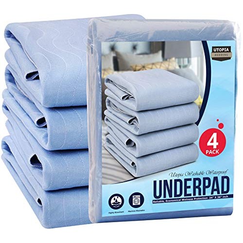 Utopia Bedding Waterproof Incontinence Pads Quilted Washable & Absorbent Bed ...