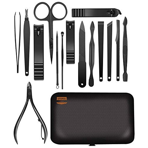Utopia Care - 15-Piece Manicure Set for Women Men Nail Clippers Stainless Ste...