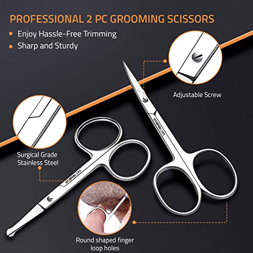 Utopia Care - Curved and Rounded Facial Hair Scissors for Men - Mustache, Nos...