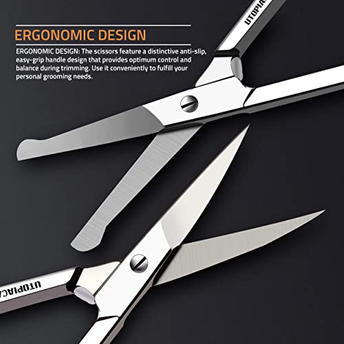 Utopia Care - Curved and Rounded Facial Hair Scissors for Men - Mustache, Nos...