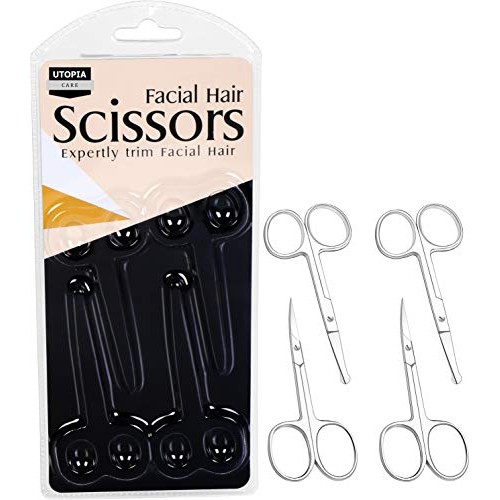Utopia Care Curved and Rounded Facial Hair Scissors for Men - Mustache, Nose ...