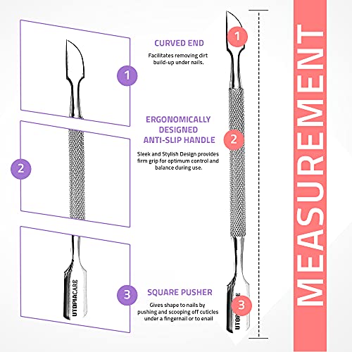 Utopia Care - Cuticle Pusher and Cutter - Professional Grade Stainless Steel ...