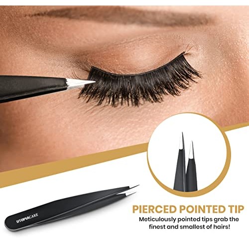Utopia Care - Professional Stainless Steel Tweezers Set (4-Piece) – Precision...