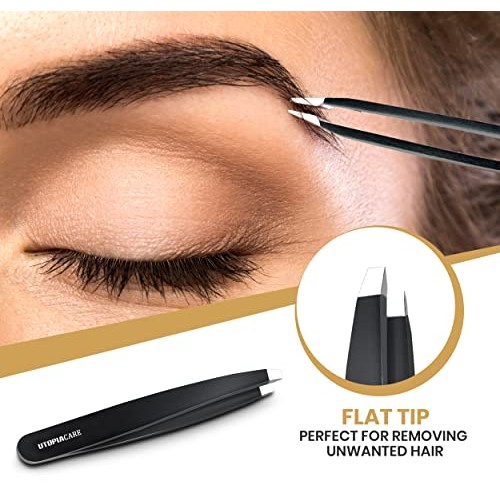 Utopia Care - Professional Stainless Steel Tweezers Set (4-Piece) – Precision...