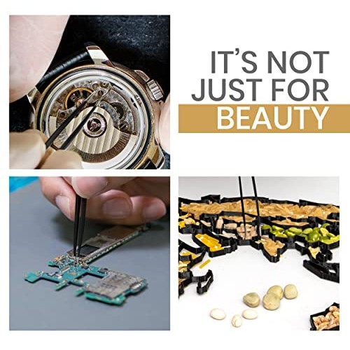 Utopia Care - Professional Stainless Steel Tweezers Set (4-Piece) – Precision...