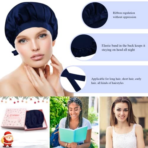 100% Mulberry Silk Bonnet, Natural 19 Momme Silk Night Cap Hair Bonnet Sleepi...