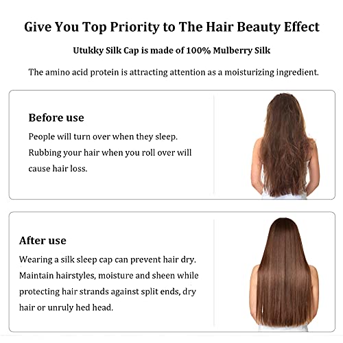 100% Mulberry Silk Bonnet, Natural 19 Momme Silk Night Cap Hair Bonnet Sleepi...