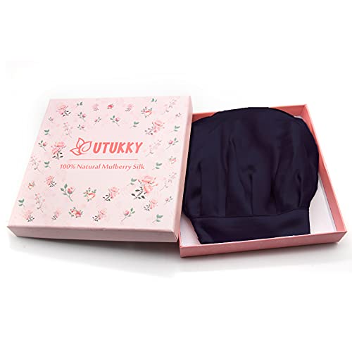 100% Mulberry Silk Bonnet, Natural 19 Momme Silk Night Cap Hair Bonnet Sleepi...