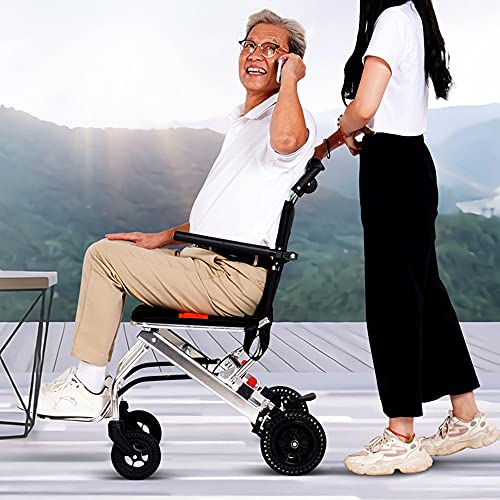 UU-ZHANG Portable Folding Wheelchair, Travel Wheelchair with handbrake, Ultra...
