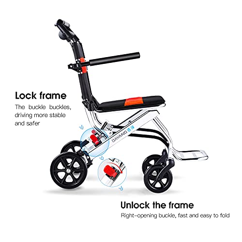 UU-ZHANG Portable Folding Wheelchair, Travel Wheelchair with handbrake, Ultra...