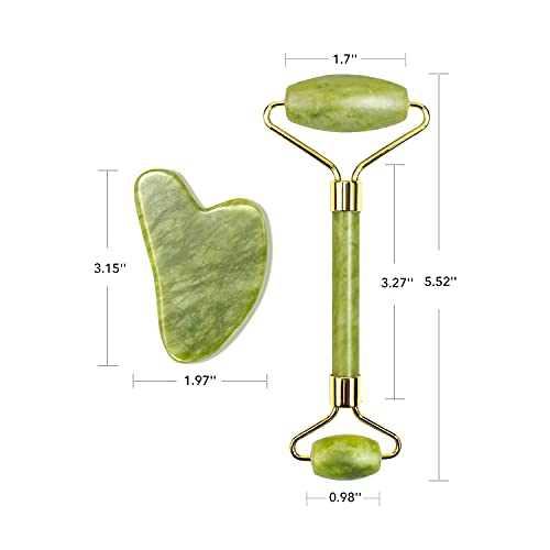 Gua Sha and Jade Roller Gift Set- Gua Sha Facial Massage Tool for Face, Neck ...