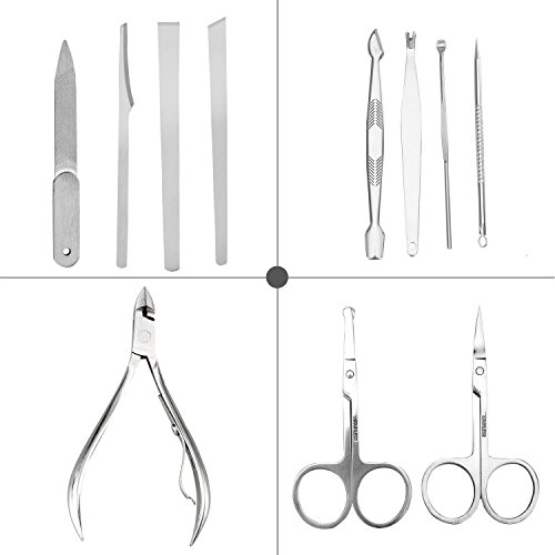 uunumi 15pcs Manicure Pedicure Set Nail Clippers Stainless Steel Toenail Clip...