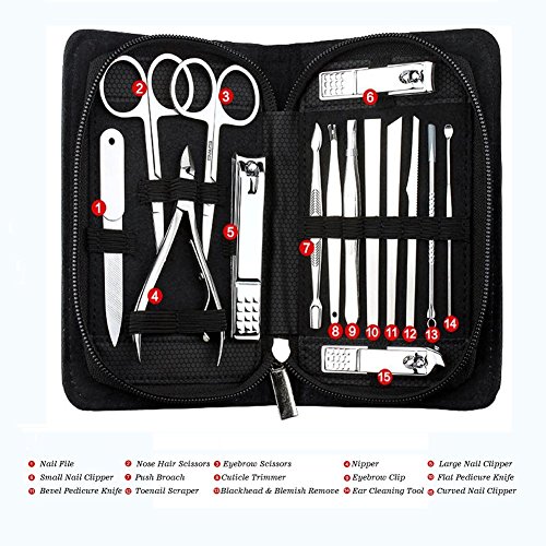 uunumi 15pcs Manicure Pedicure Set Nail Clippers Stainless Steel Toenail Clip...