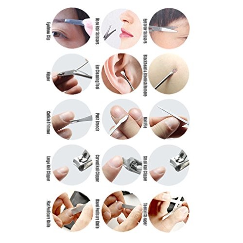 uunumi 15pcs Manicure Pedicure Set Nail Clippers Stainless Steel Toenail Clip...