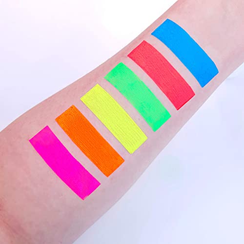 UV Glow Blacklight Face and Body Paint 0.34oz - Set of 6 Tubes - Neon Fluores...