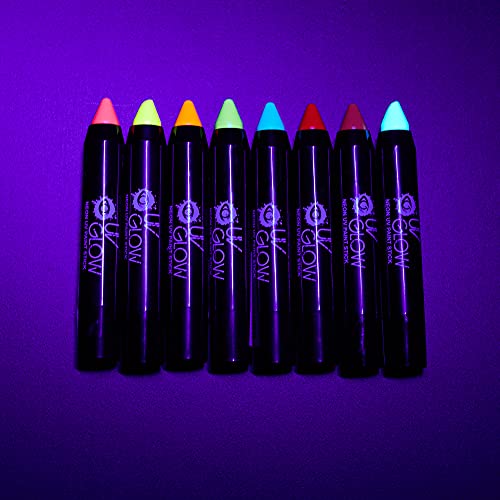 UV Glow - Neon UV Paint Stick/Face & Body Crayon - Set of 8 Colours. Genuine ...