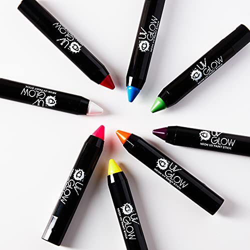 UV Glow - Neon UV Paint Stick/Face & Body Crayon - Set of 8 Colours. Genuine ...