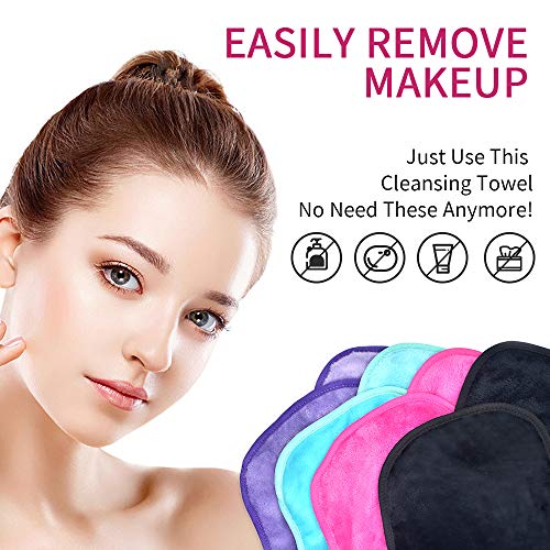 Makeup Remover Cloths 4 Count: Microfiber Reusable Fast Drying Washcloth, Fac...