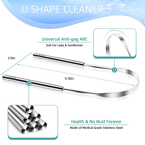 4PCS Tongue Scraper, Stainless Steel Tongue Cleaners, 100% BPA Free Fresher T...