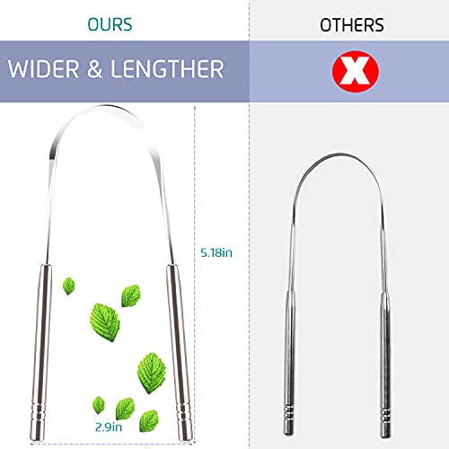 4PCS Tongue Scraper, Stainless Steel Tongue Cleaners, 100% BPA Free Fresher T...