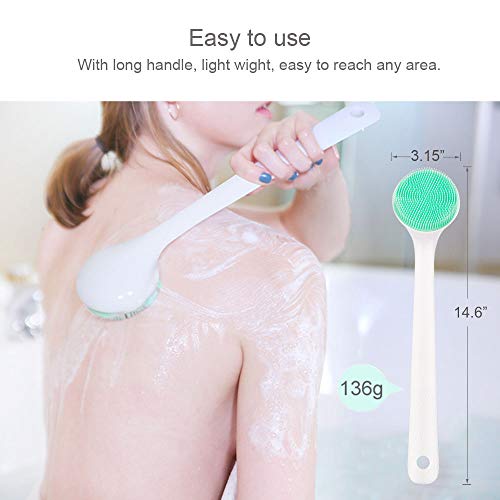 Silicone Bath Body Brush Exfoliator, Back Brush Scrubber Long Handle for Show...