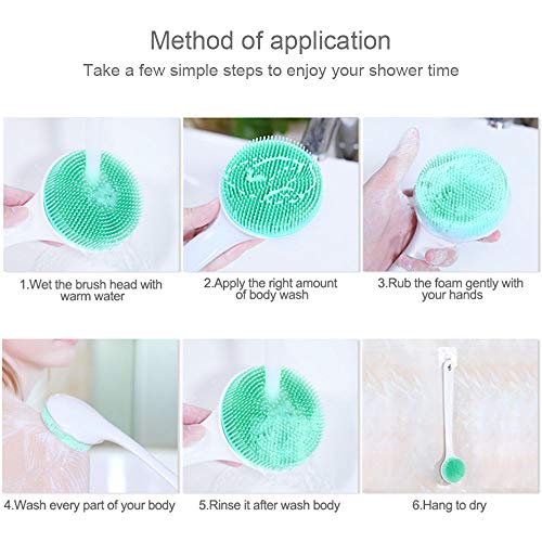 Silicone Bath Body Brush Exfoliator, Back Brush Scrubber Long Handle for Show...