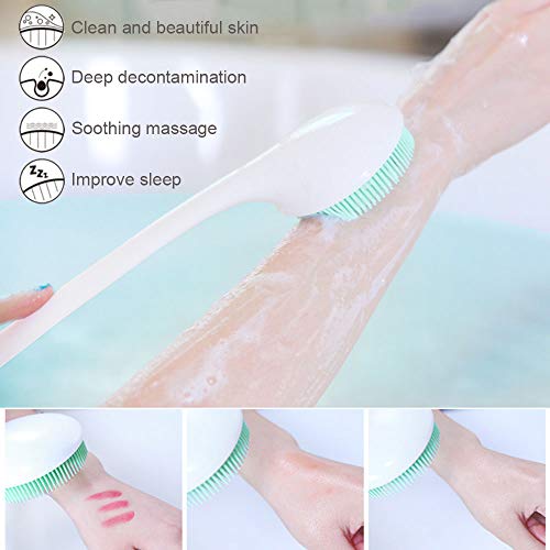 Silicone Bath Body Brush Exfoliator, Back Brush Scrubber Long Handle for Show...