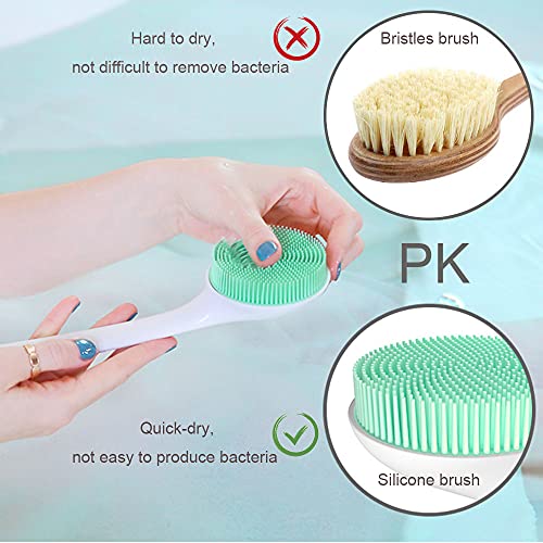 Silicone Bath Body Brush Exfoliator, Back Brush Scrubber Long Handle for Show...
