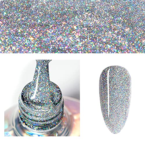 VENALISA Holographic Gel Nail Polish,Rainbow Glitter Effect Sparkling Colors ...