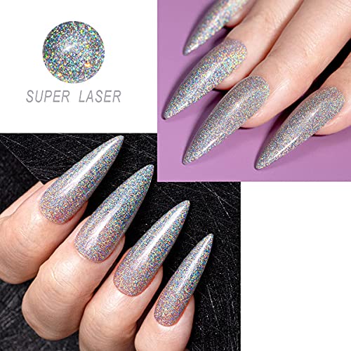 VENALISA Holographic Gel Nail Polish,Rainbow Glitter Effect Sparkling Colors ...