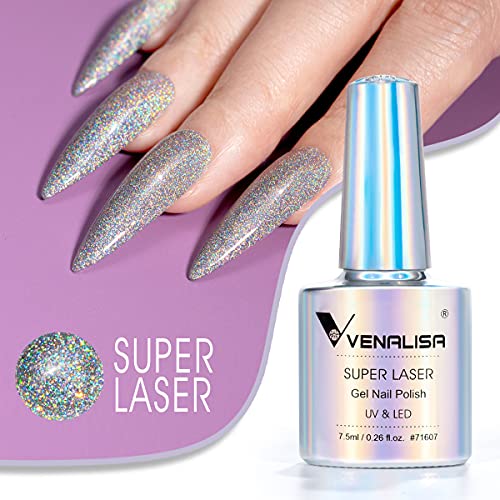 VENALISA Holographic Gel Nail Polish,Rainbow Glitter Effect Sparkling Colors ...
