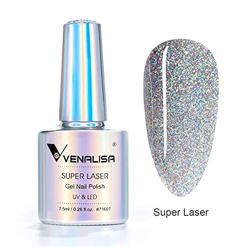 VENALISA Holographic Gel Nail Polish,Rainbow Glitter Effect Sparkling Colors ...