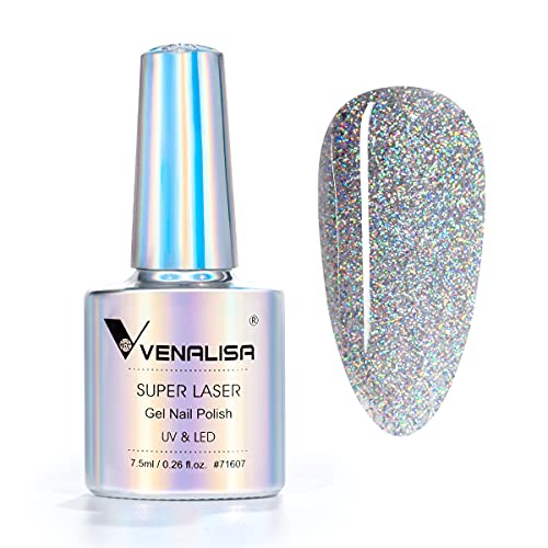 VENALISA Holographic Gel Nail Polish,Rainbow Glitter Effect Sparkling Colors ...